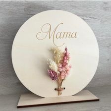 Bordje met droogbloemen 'Mama'